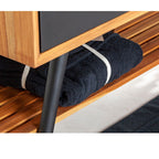  Consolle da bagno in Teak naturale serie Feelgood Cipi 150cm - frontale nero by CeramicStore | Lo specialista del tuo bagno