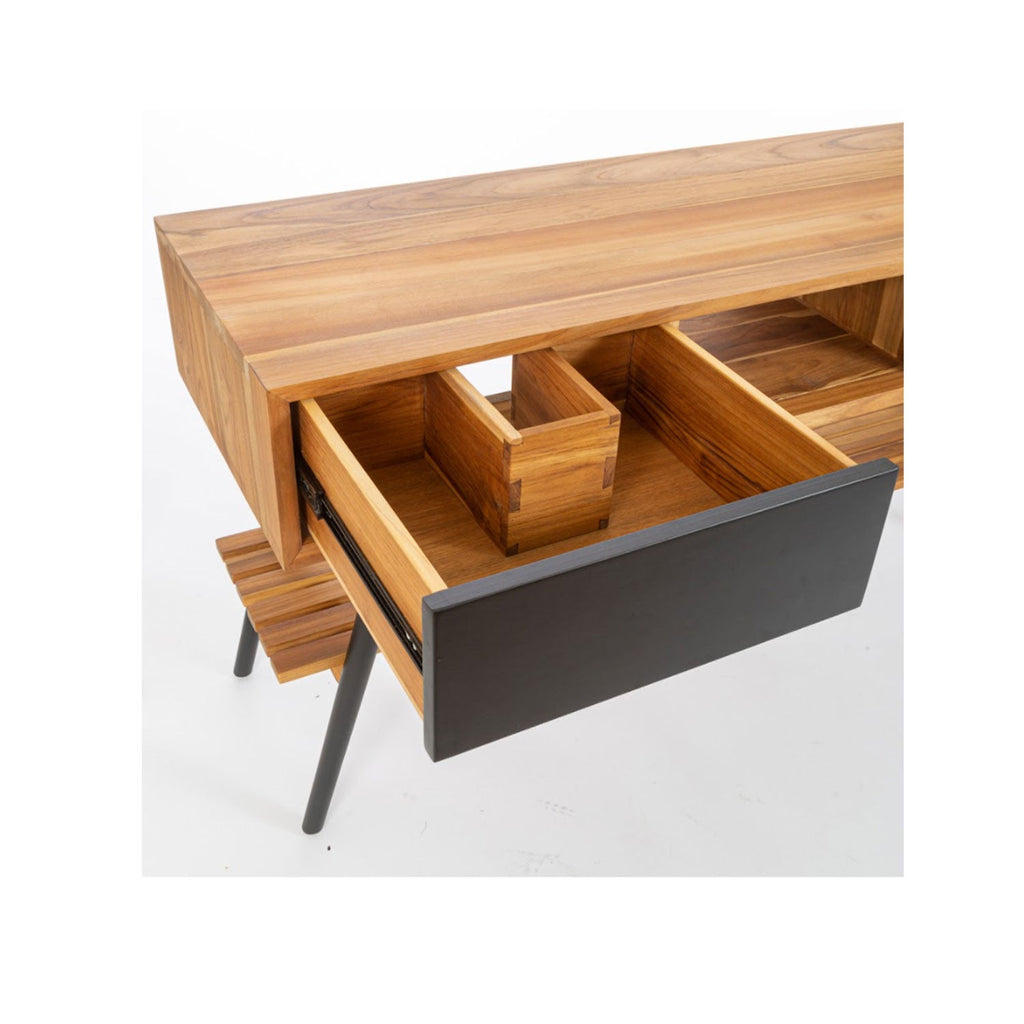  Consolle da bagno in Teak naturale serie Feelgood Cipi 150cm - frontale nero by CeramicStore | Lo specialista del tuo bagno