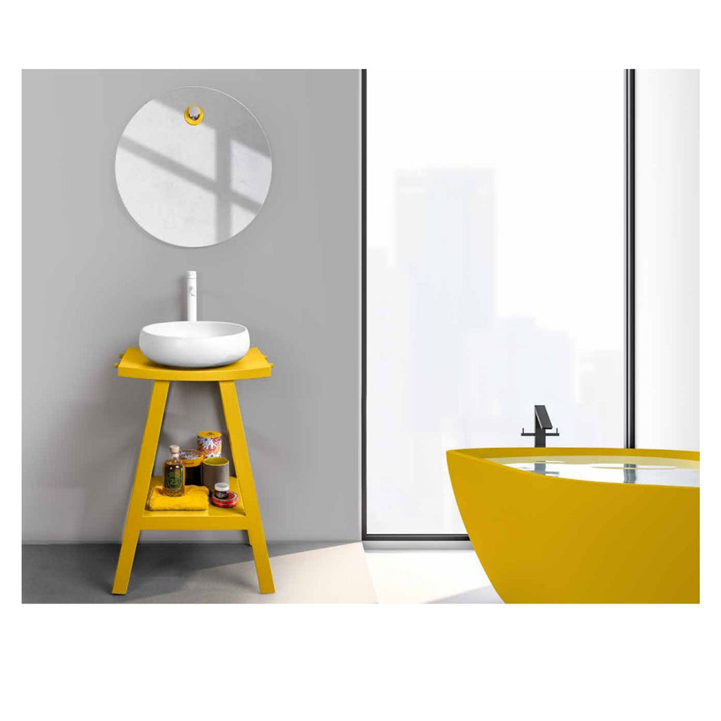 Consolle in Teak naturale di recupero trattato serie Zen XL Cipi 86cm - Giallo mostarda by CeramicStore | Lo specialista del tuo bagno