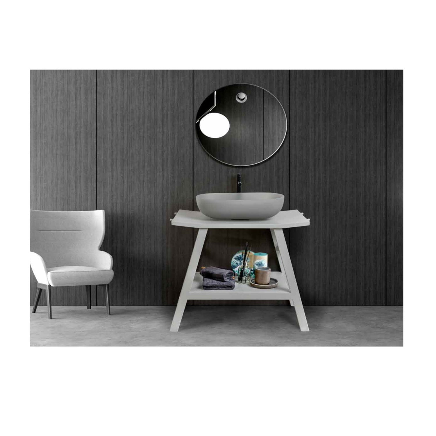 Consolle in Teak naturale di recupero trattato serie Zen XL Cipi 86cm - Grigio fumo by CeramicStore | Lo specialista del tuo bagno
