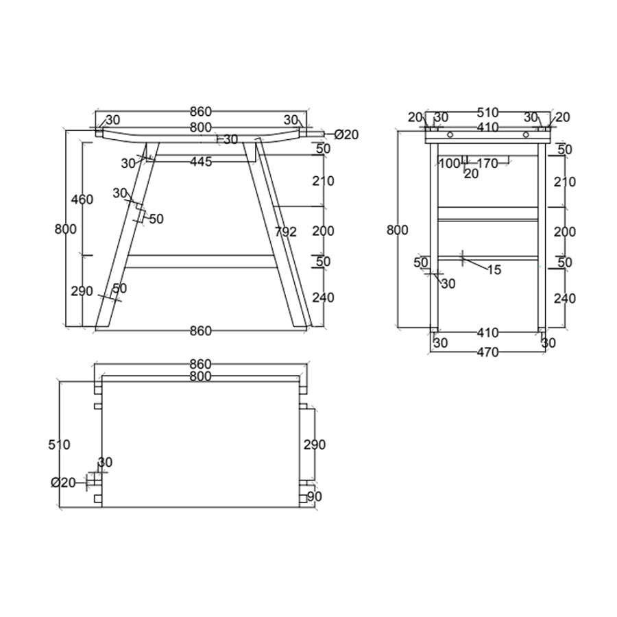  Consolle in Teak naturale di recupero trattato serie Zen XL Cipi 86cm - Nero by CeramicStore | Lo specialista del tuo bagno