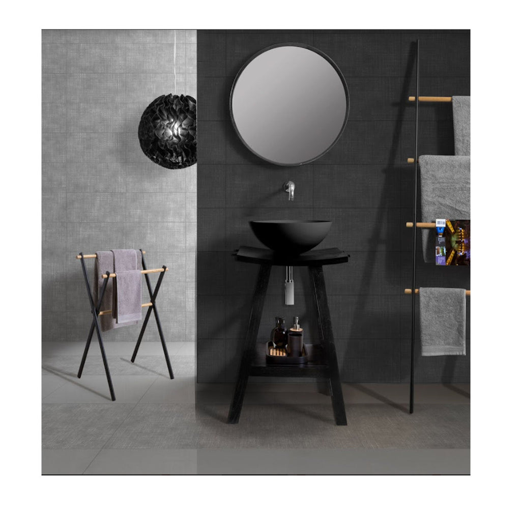 Consolle in Teak naturale di recupero trattato serie Zen Cipi 56cm - Nero by CeramicStore | Lo specialista del tuo bagno