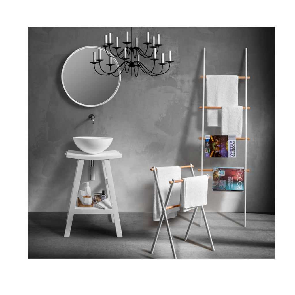 Consolle in Teak naturale di recupero trattato serie Zen Cipi 56cm - Bianco by CeramicStore | Lo specialista del tuo bagno