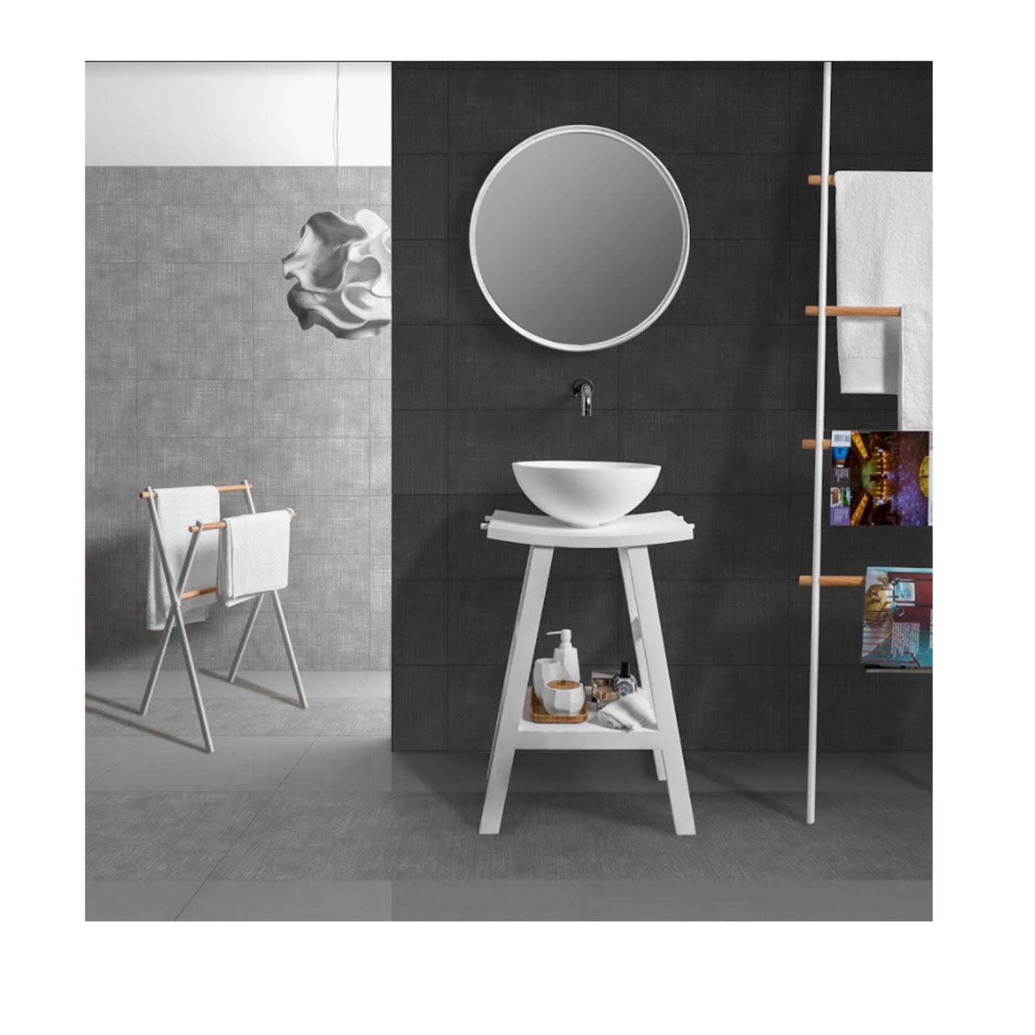  Consolle in Teak naturale di recupero trattato serie Zen Cipi 56cm - Bianco by CeramicStore | Lo specialista del tuo bagno