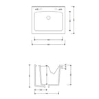 Lavatoio BathCore in ceramica bianca 60x50 con foro troppo pieno. Senza strizzatoio. Predisposizione per rubinetto by CeramicStore | Lo specialista del tuo bagno