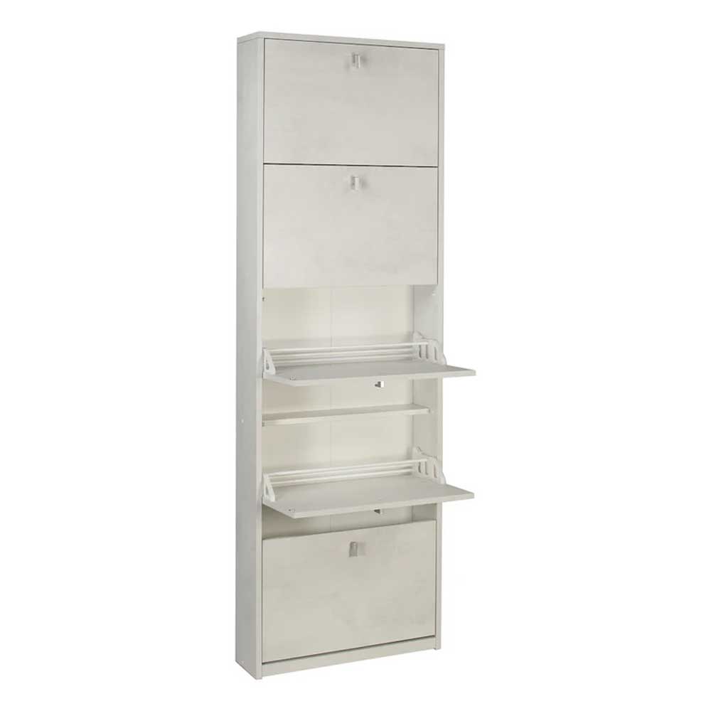  Elegante scarpiera a 5 ante con maniglia satinata finitura Ossido Bianco by Sarmog by CeramicStore | Lo specialista del tuo bagno