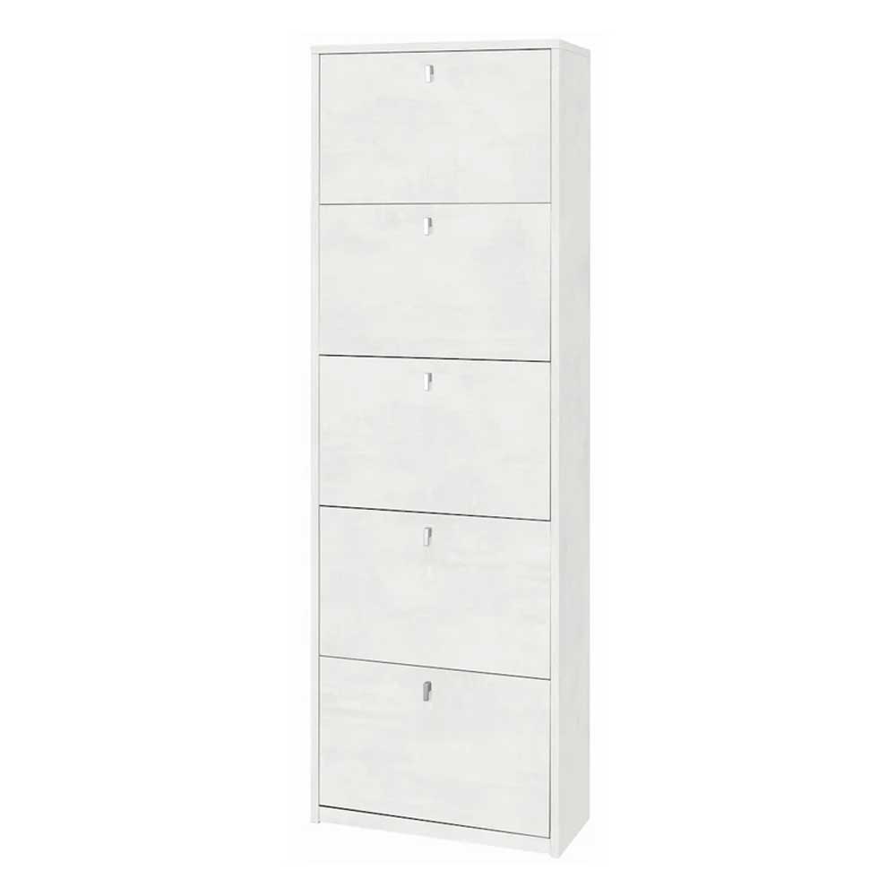 Elegante scarpiera a 5 ante con maniglia satinata Profondità 29 cm finitura Ossido Bianco by Sarmog by CeramicStore | Lo specialista del tuo bagno