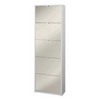 Elegante scarpiera a 5 ante con maniglia satinata Profondità 29 cm finitura Ossido Bianco / Specchio Naturale by Sarmog by CeramicStore | Lo specialista del tuo bagno