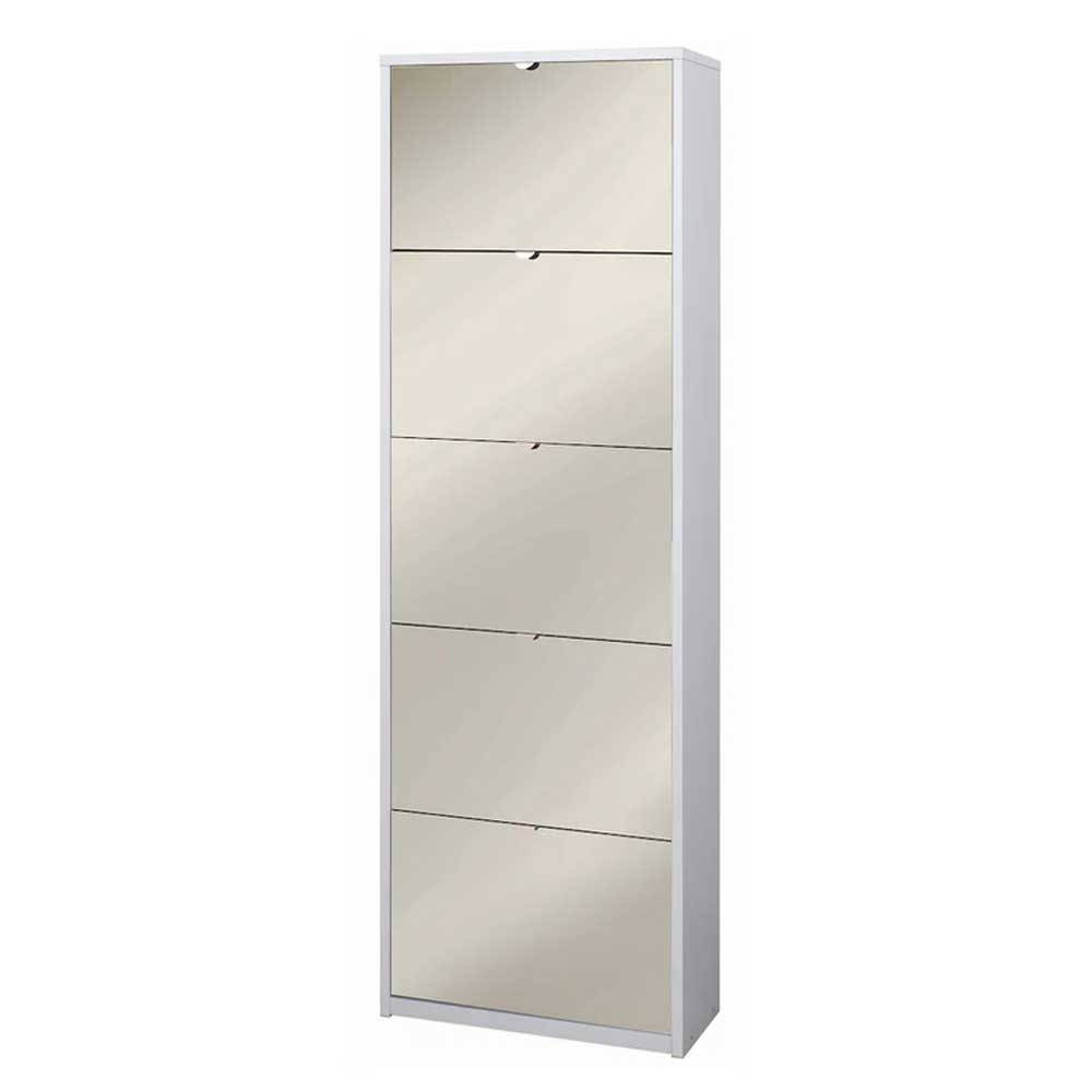 Elegante scarpiera a 5 ante con maniglia satinata Profondità 29 cm finitura Ossido Bianco / Specchio Naturale by Sarmog by CeramicStore | Lo specialista del tuo bagno