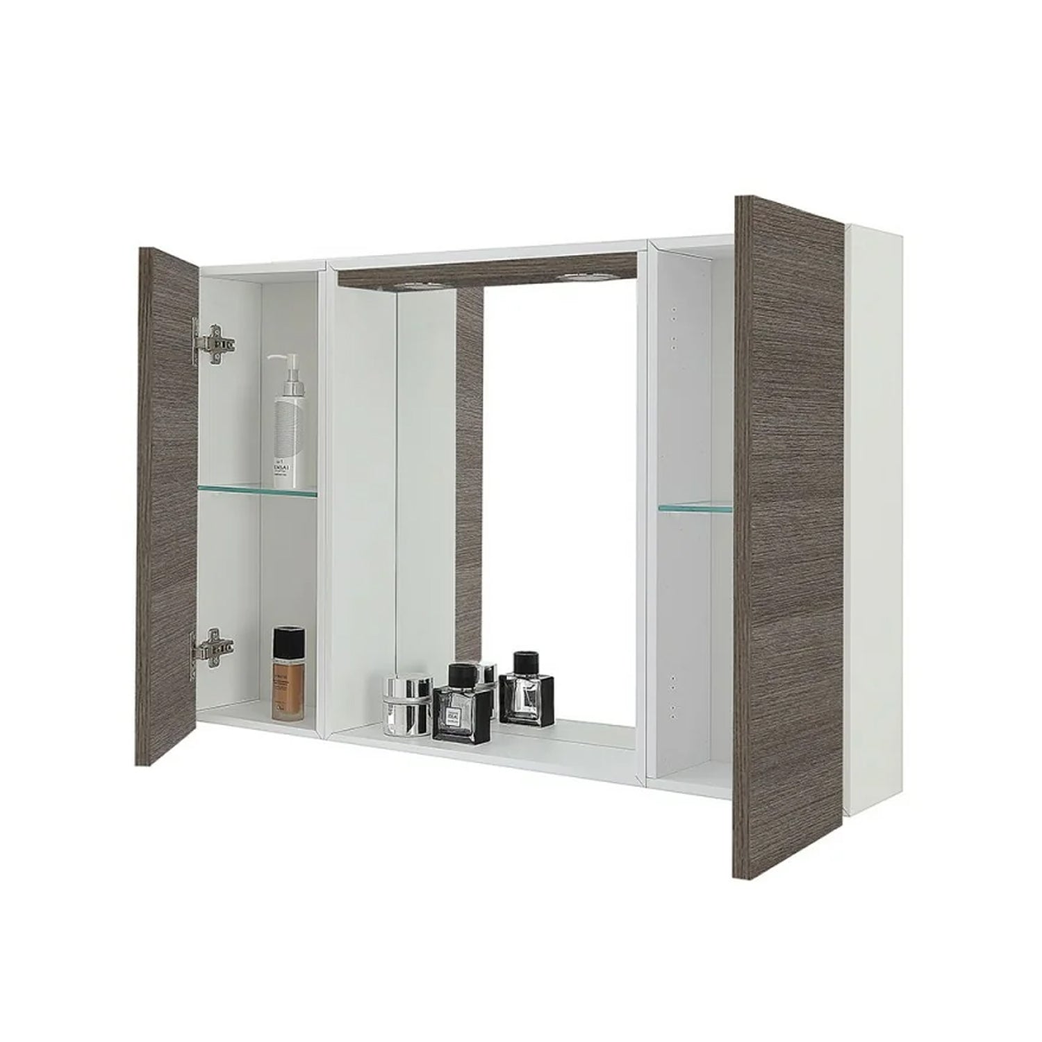 Specchiera con ante e illuminazione LED Cubi&Co Mondial 91x61 cm - Rovere Scuro