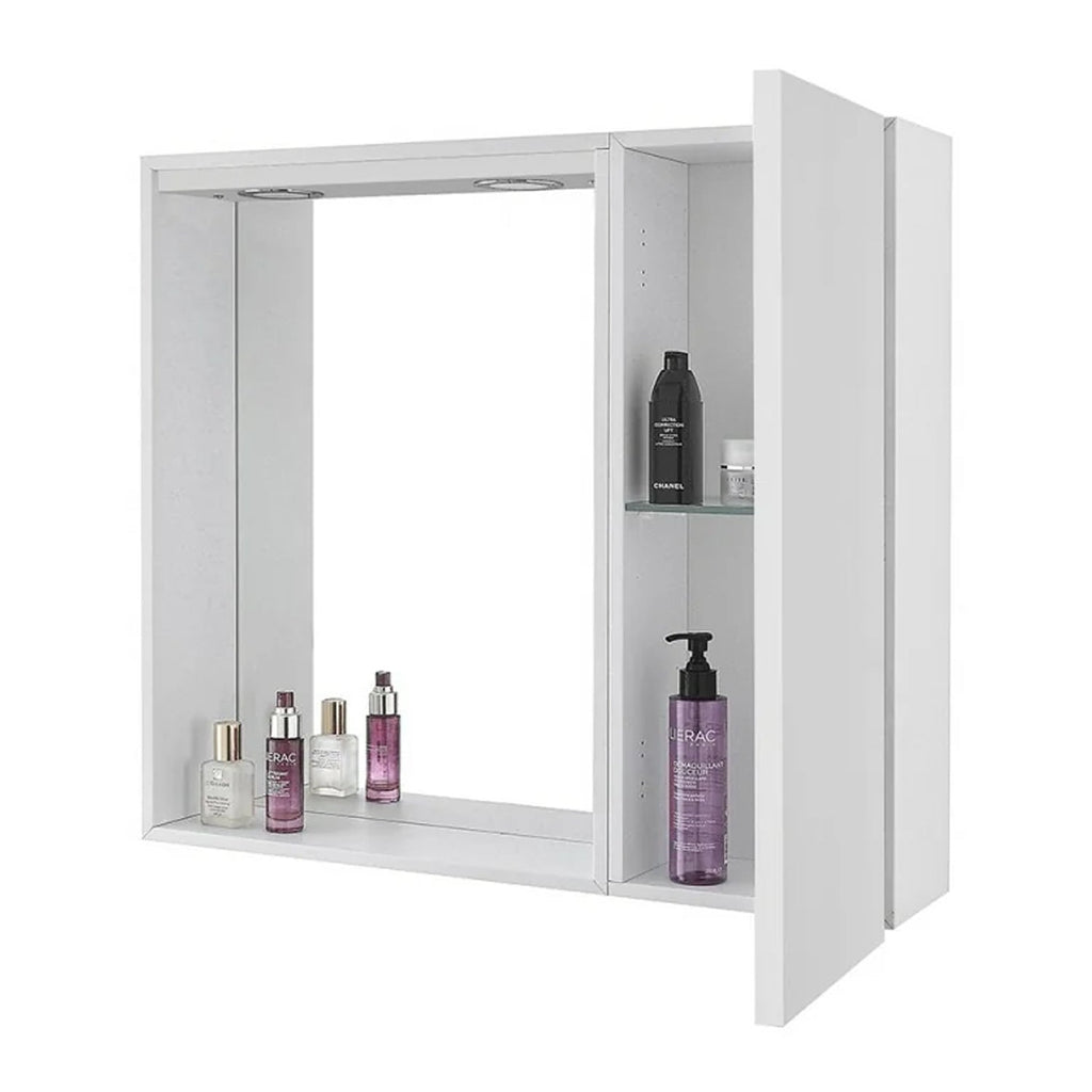 Specchiera con anta e illuminazione LED Cubi&Co serie Star 68 x 61 cm - Bianco lucido