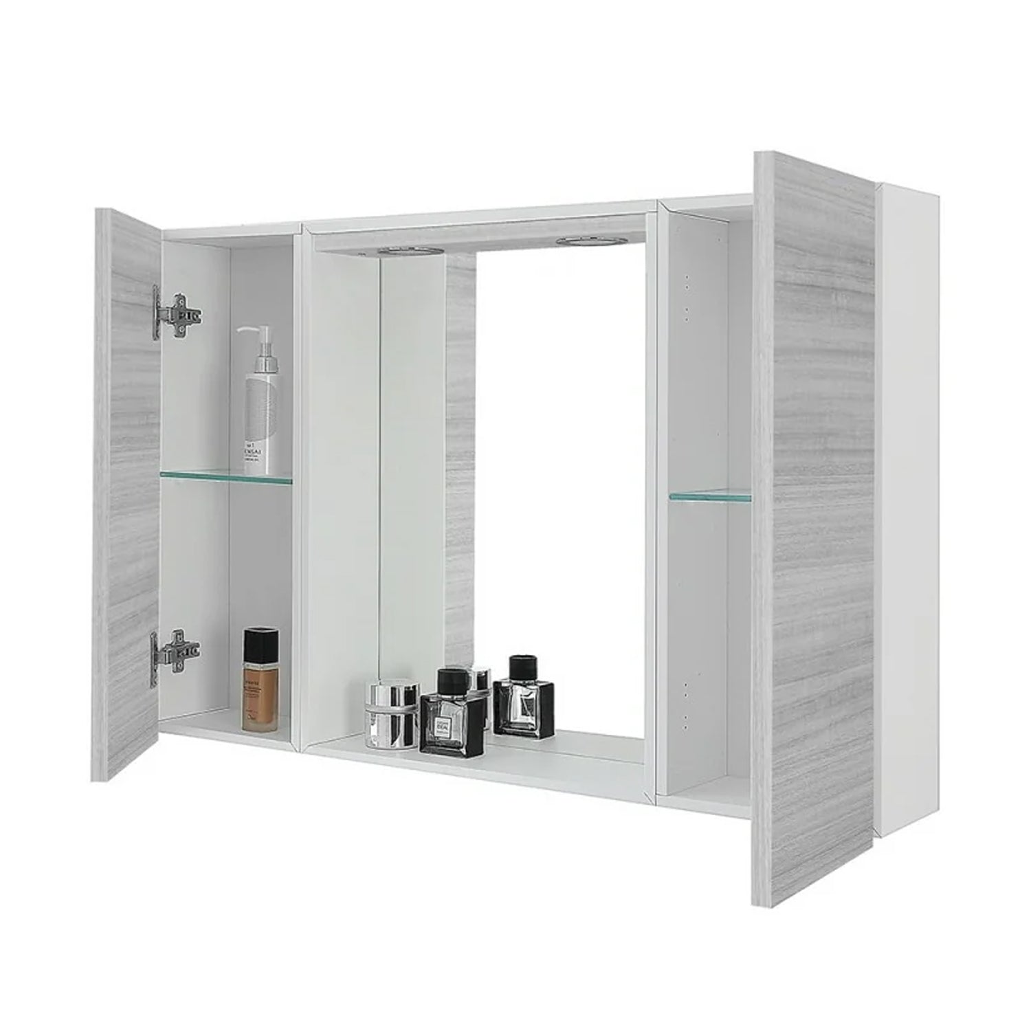 Specchiera con ante e illuminazione LED Cubi&Co serie Star 91x61 cm - Grigio