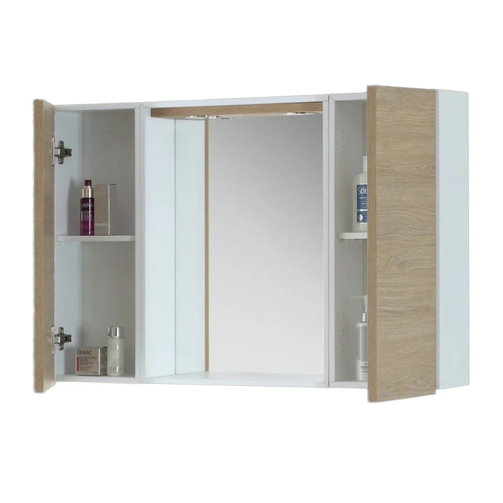 Specchiera con ante e illuminazione LED Cubi&Co serie Star 91x61 cm - Larice