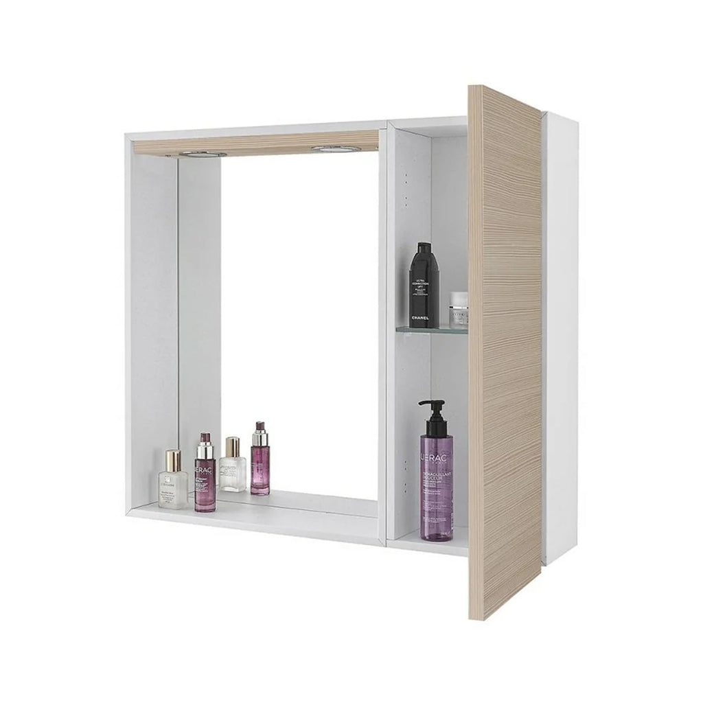 Specchiera con anta e illuminazione LED Cubi&Co serie Star 68 x 61 cm - Larice