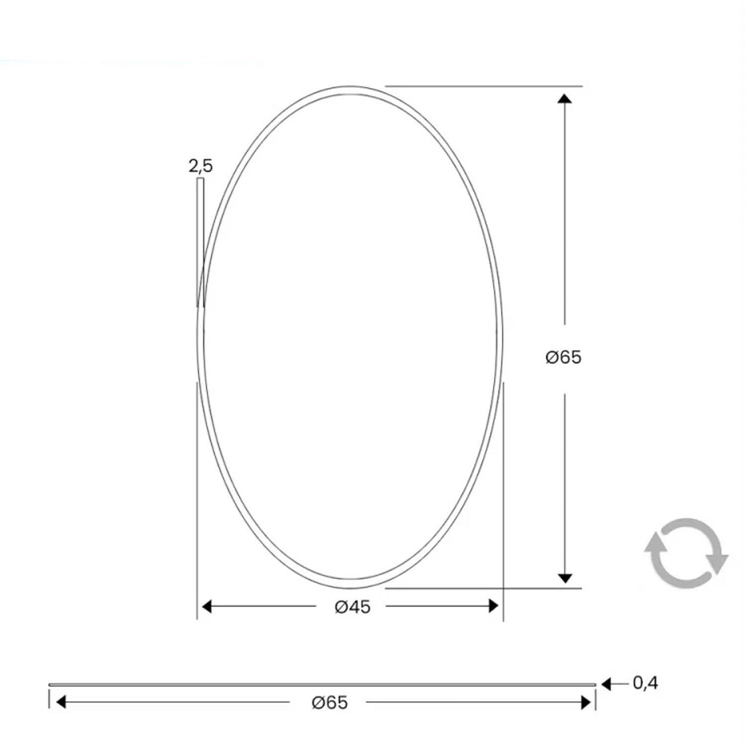 Specchio ovale reversibile con bisellatura a filo Cubi&Co modello Best - 45x65 cm