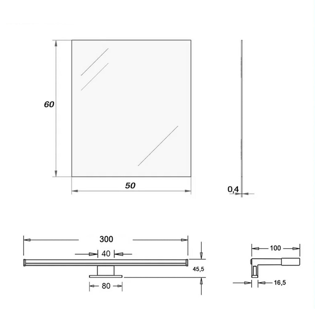 Specchio a filo con lampada LED reversibile Cubi&Co serie Light - 50x60 cm