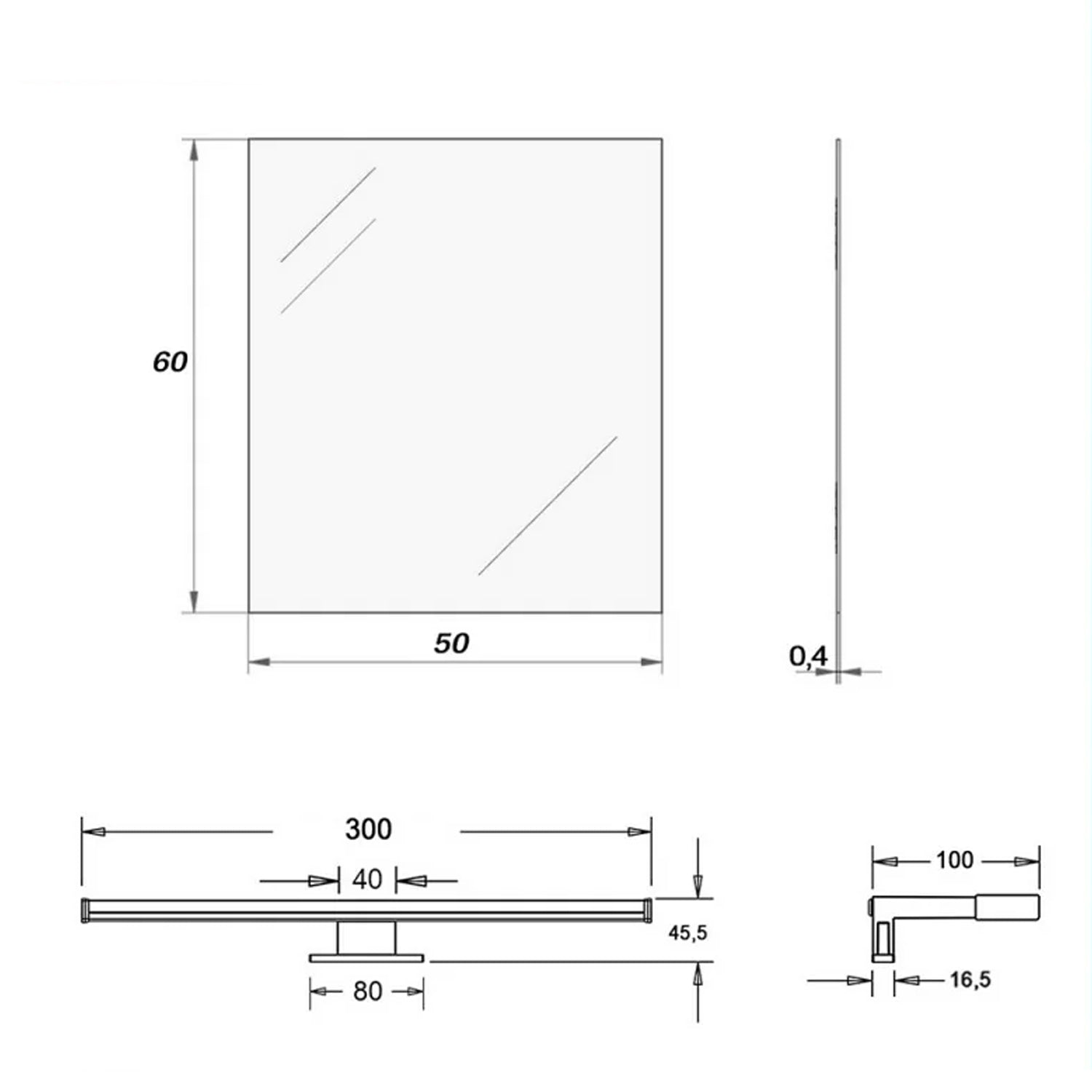 Specchio a filo con lampada LED reversibile Cubi&Co serie Light - 50x60 cm