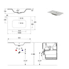 900293 - Composizione bagno sospesa Cubi&Co serie Cannes 8100 cm con lavabo in ceramica e specchio tondo - Bianco Opaca