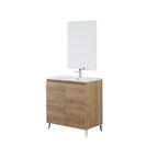 900201 - Mobile bagno a terra Revival 80 cm con lavabo in ceramica e specchio - Rovere Naturale