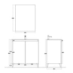 900201 - Mobile bagno a terra Revival 80 cm con lavabo in ceramica e specchio - Rovere Naturale