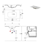 900200 - Mobile bagno a terra Revival 80 cm con lavabo in ceramica e specchio - Noce Canaletto