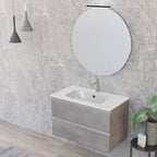 Composizione bagno sospesa Nexu 2 cassetti con lavabo specchio con lampada LED 80x50 cm grigio caldo by CeramicStore | Lo specialista del tuo bagno