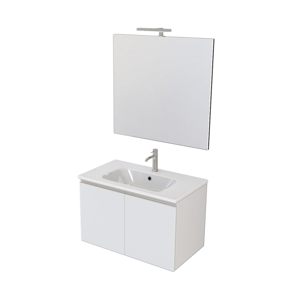 Composizione bagno sospesa Nexu 2 ante con lavabo specchio con lampada LED 80x50 cm bianco by CeramicStore | Lo specialista del tuo bagno