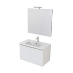  Composizione bagno sospesa Nexu 2 ante con lavabo specchio con lampada LED 80x50 cm bianco by CeramicStore | Lo specialista del tuo bagno