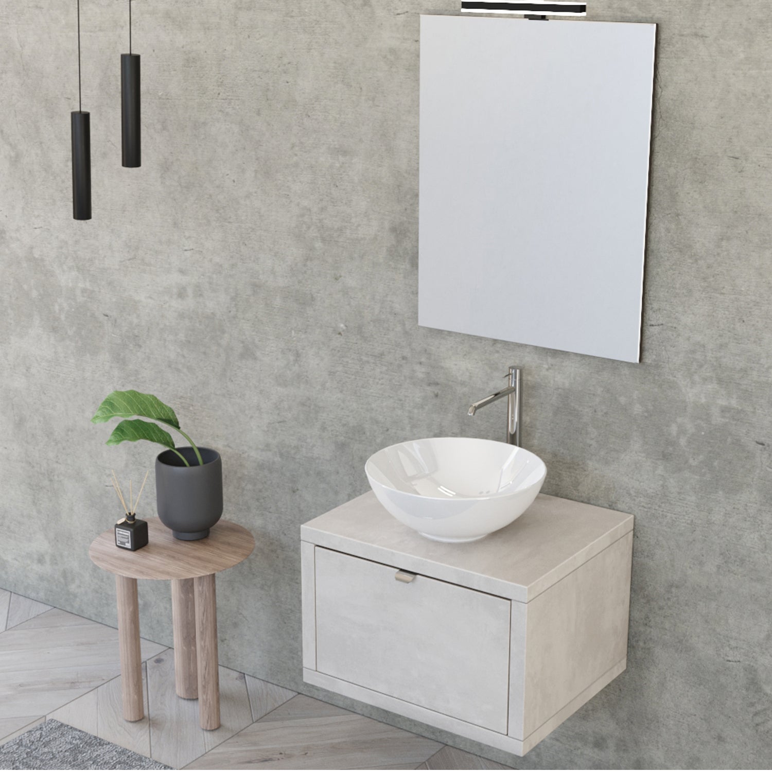 Composizione bagno sospesa Nyumba a 1 cassetto con lavabo