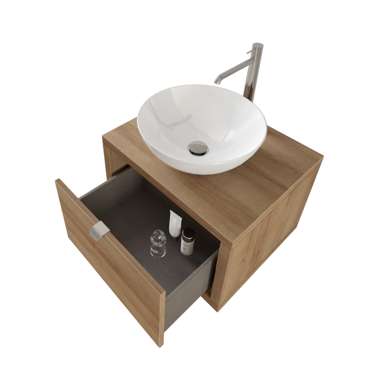  specchio con lampada LED 60x40 cm legno rovere by CeramicStore | Lo specialista del tuo bagno