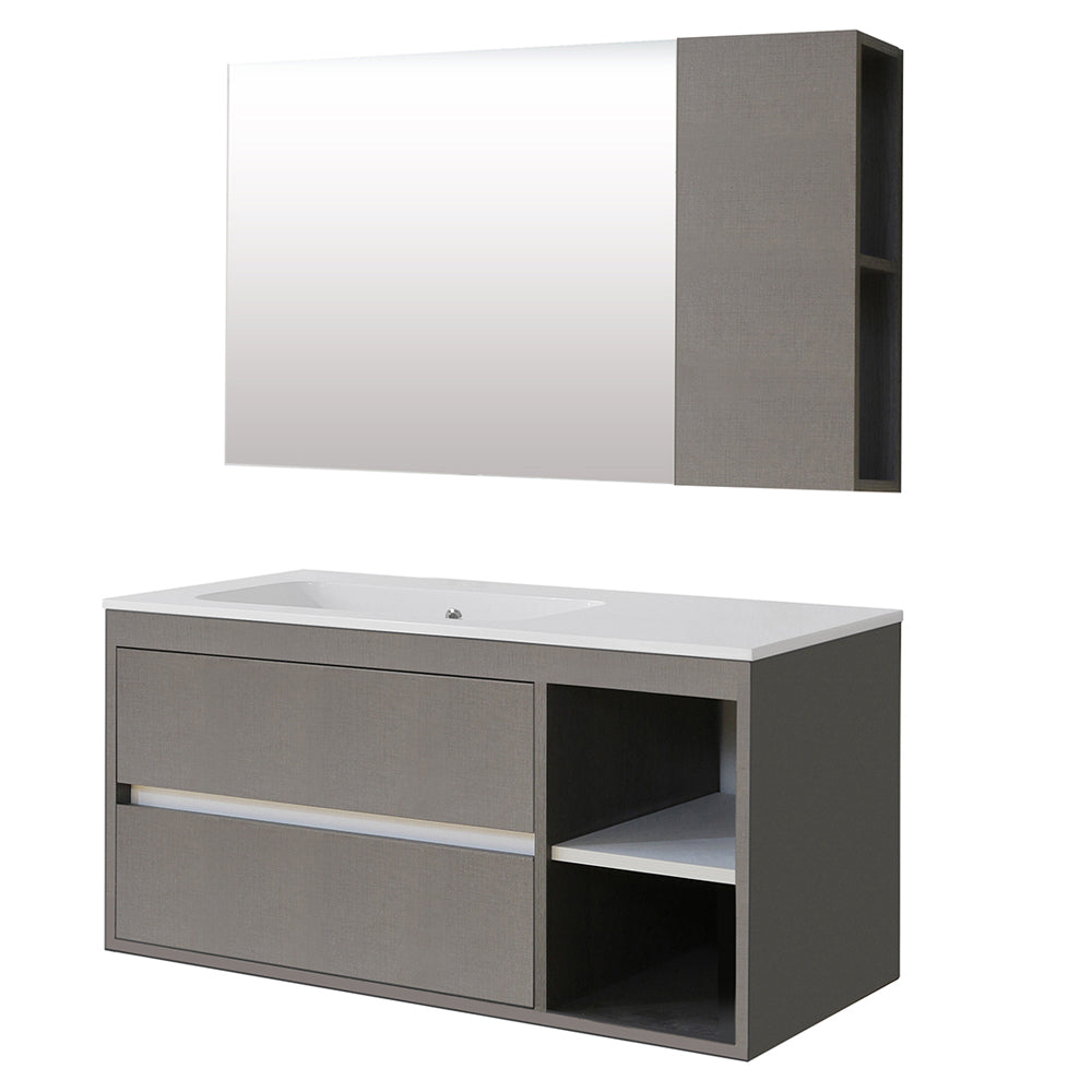 Composizione bagno Priamo con mobile lavabo e specchio con pensile cm105x50 Grigio Corda by CeramicStore | Lo specialista del tuo bagno