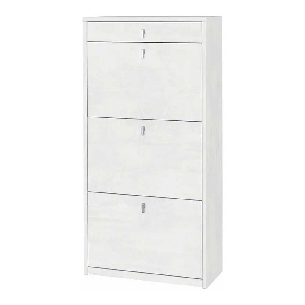 Elegante scarpiera a 3 ante + 1 Cassetto con maniglia satinata Profondità 29 cm finitura Ossido Bianco by Sarmog by CeramicStore | Lo specialista del tuo bagno