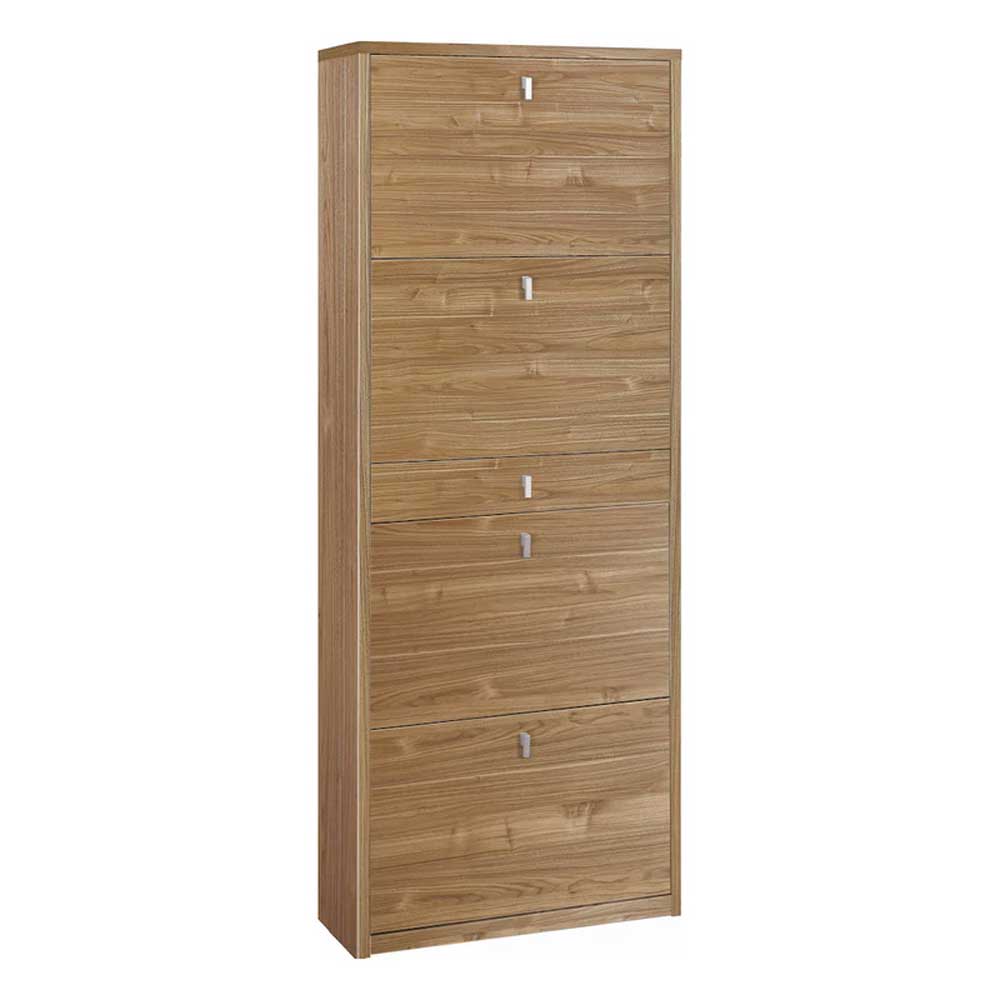 Elegante scarpiera a 4 ante + 1 Cassetto Centrale con maniglia satinata Profondità 29 cm finitura Noce Stelvio by Sarmog by CeramicStore | Lo specialista del tuo bagno