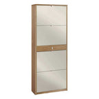 Elegante scarpiera a 4 ante + 1 Cassetto Centrale con maniglia satinata Profondità 29 cm finitura Noce Stelvio / Specchio Naturale by Sarmog by CeramicStore | Lo specialista del tuo bagno