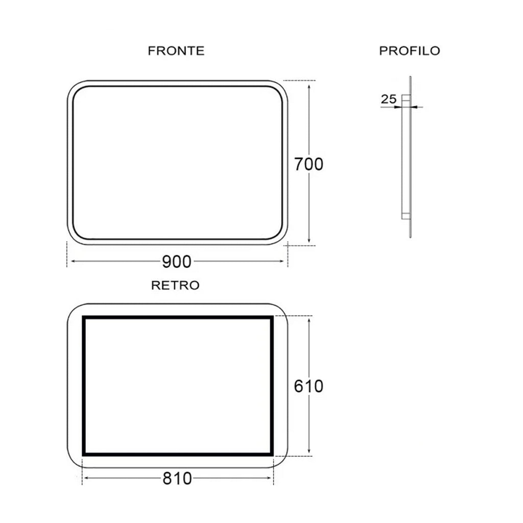 Specchio con retroilluminazione LED Cubi&Co modello Line - 70x90 cm