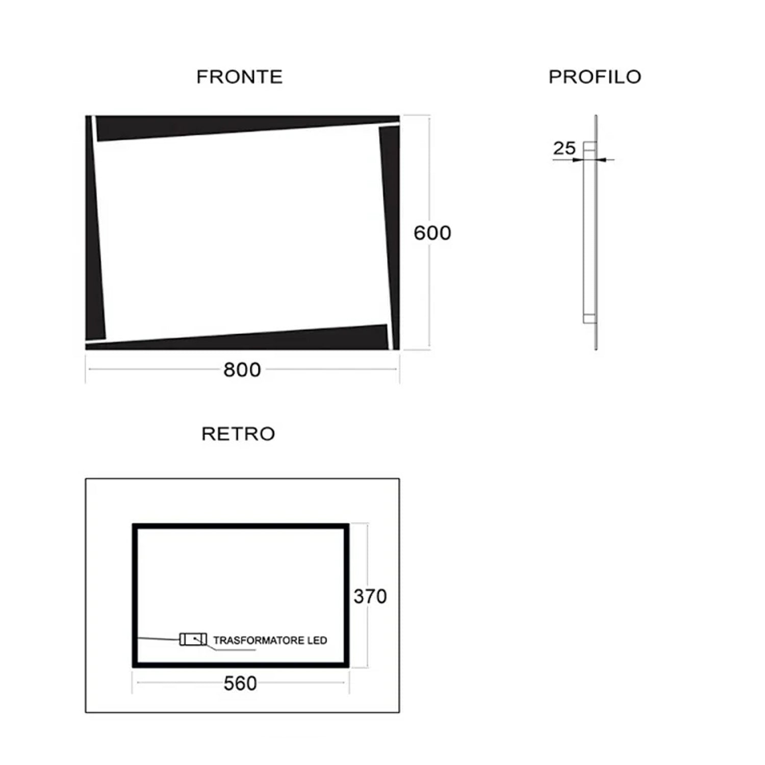 Specchio con retroilluminazione LED Cubi&Co modello Shake - 60x80 cm