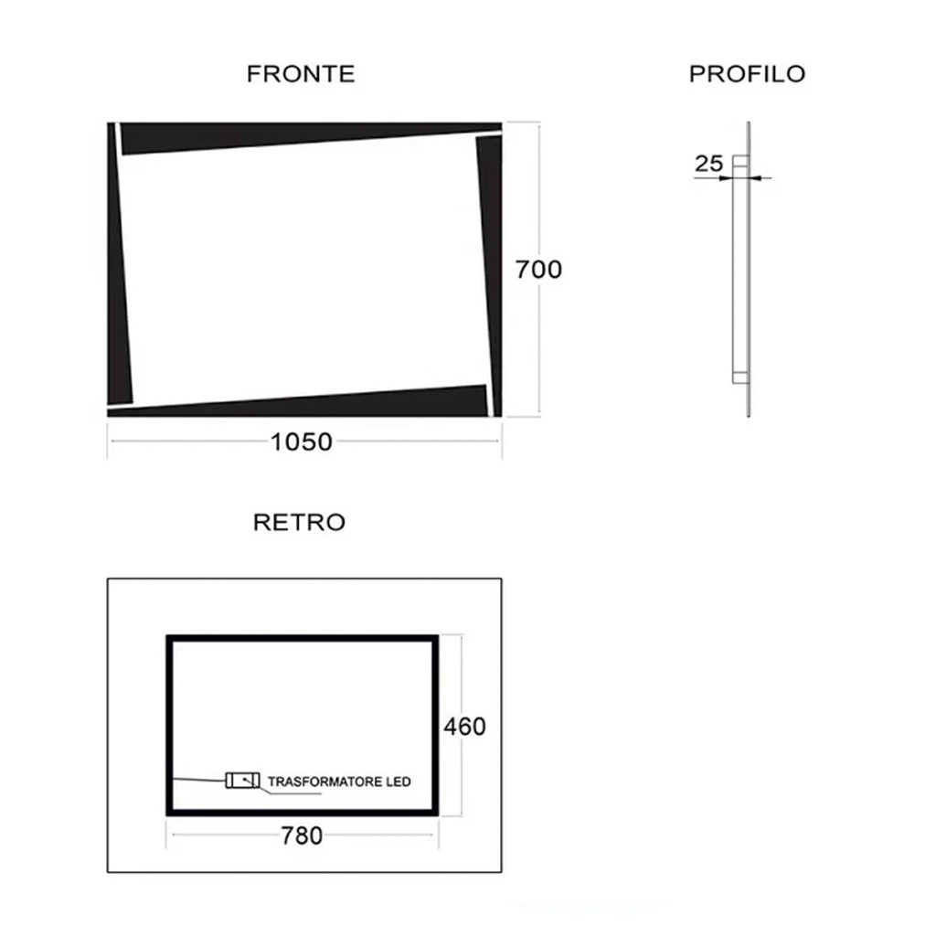 Specchio con retroilluminazione LED Cubi&Co modello Shake - 70x90 cm