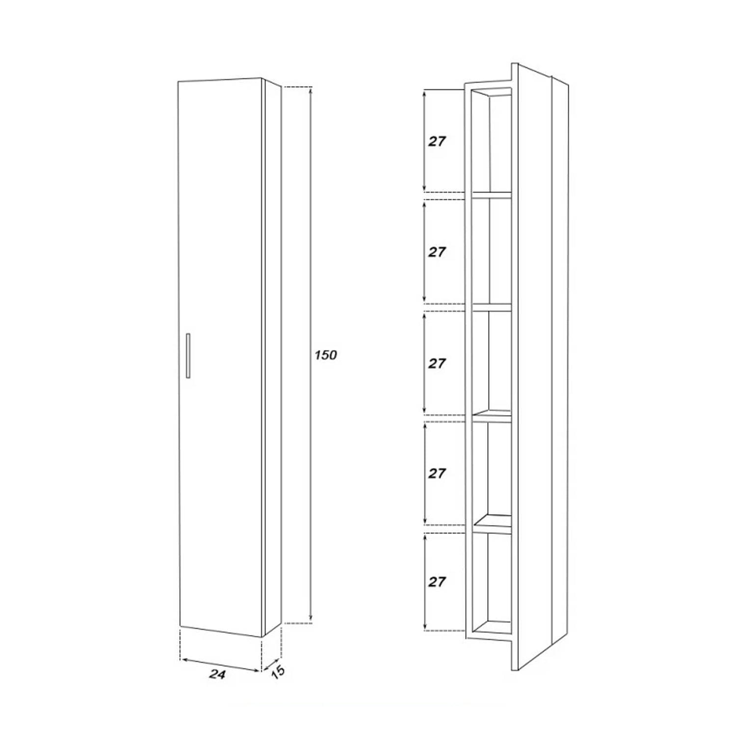 Pensile bagno Cubi&Co serie Grace con anta lunga 24x150x15 cm - Rovere Tropea