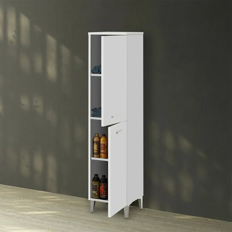 Colonna portasciugamani con due ante Cubi&Co serie Grace - Bianco lucido