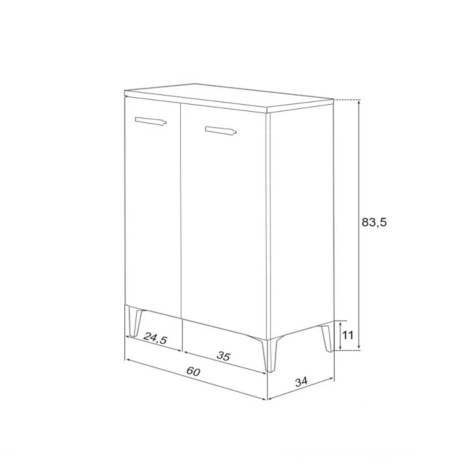 Armadio basso o scarpiera a due ante Cubi&Co serie Star 60 x 83,5 cm - Grigio