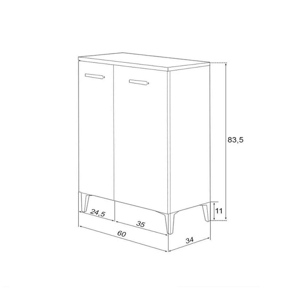 Armadio basso o scarpiera a due ante Cubi&Co serie Star 60 x 83,5 cm - Larice