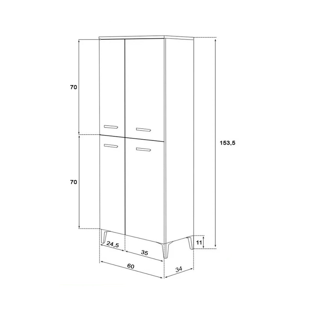 Armadio o scarpiera a quattro ante Cubi&Co serie Star 60x154 cm - Bianco lucido