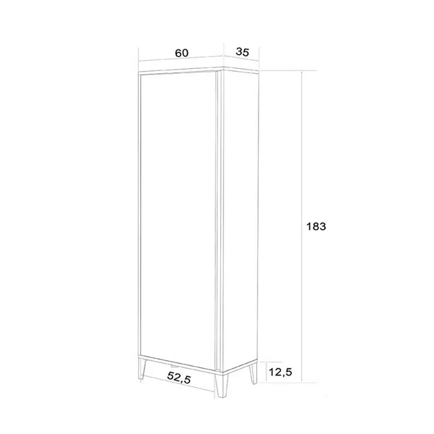 Colonna armadio portascopa Cubi&Co serie Mondial con chiusura slow motion 60x183x35 cm - Rovere chiaro