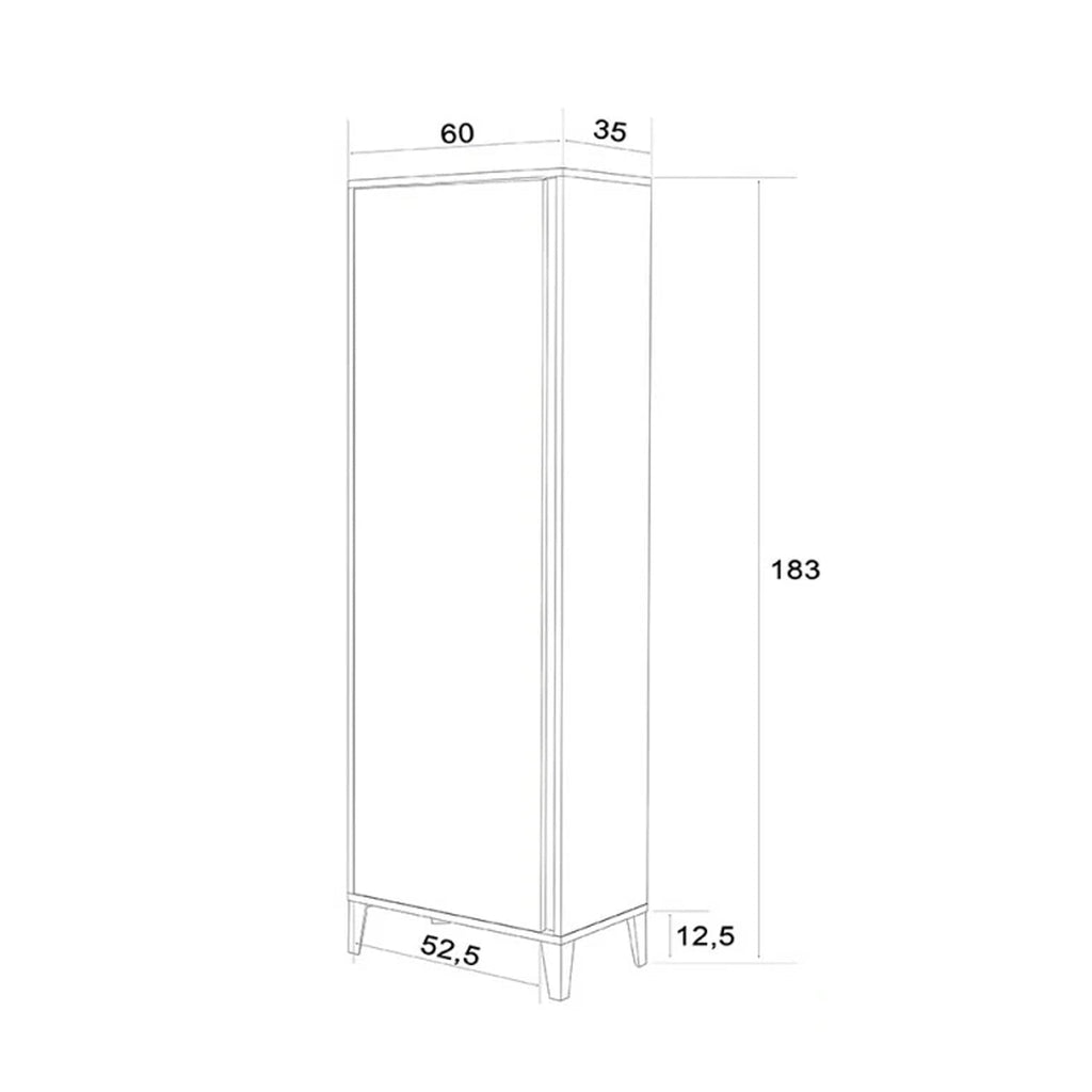 Colonna armadio portascopa Cubi&Co serie Mondial con chiusura slow motion 60x183x35 cm - Bianco