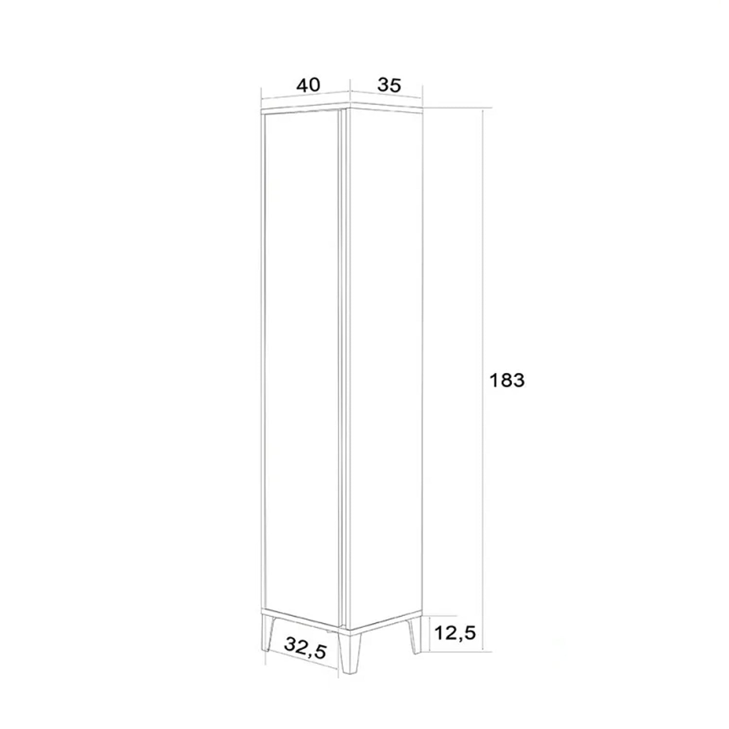 Colonna armadio portascopa Cubi&Co serie Mondial con chiusura slow motion 40x183x35 cm - Rovere scuro