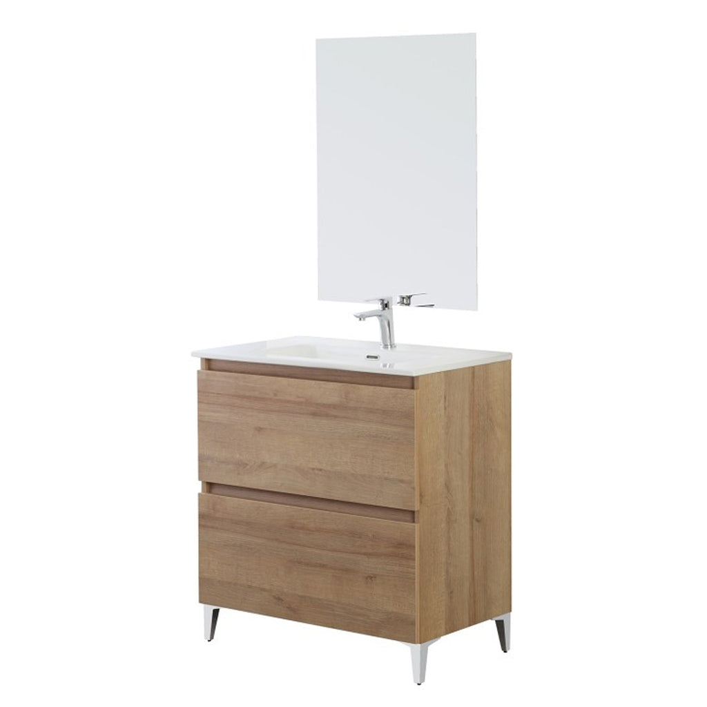 900203 - Mobile bagno a terra 81 cm  con lavabo e specchio Collezione Revival Cubi&co