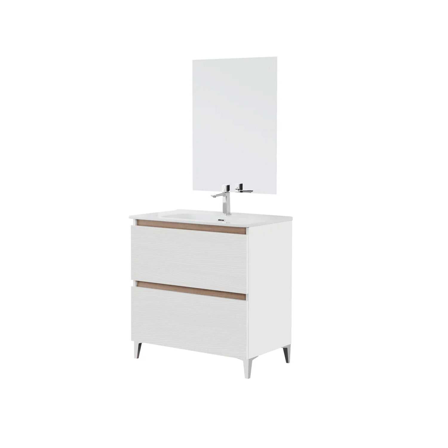 900271 - Mobile bagno a terra 81 cm  con lavabo e specchio Collezione Revival Cubi&co