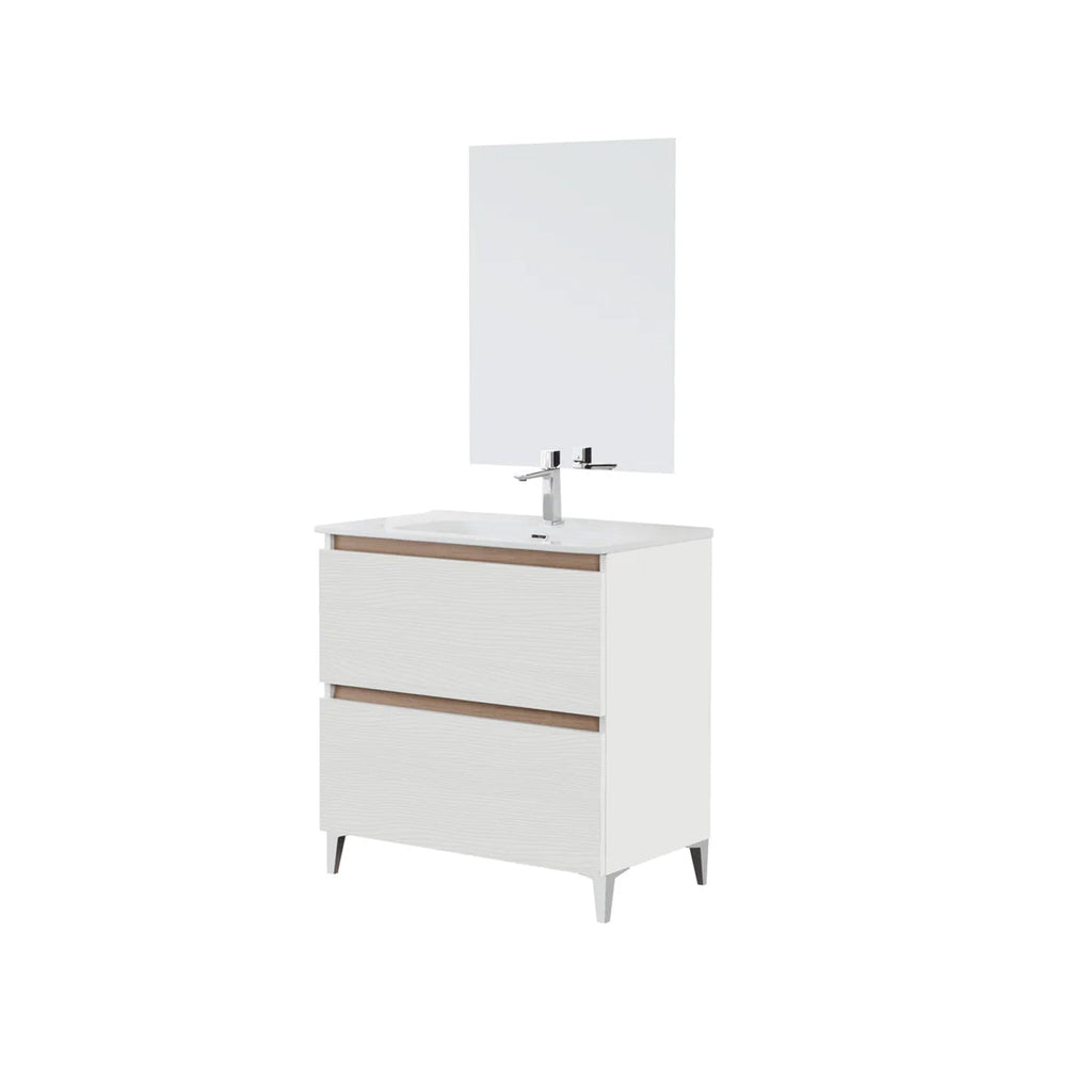 900271 - Mobile bagno a terra 81 cm con lavabo e specchio Collezione Revival Cubi&co
