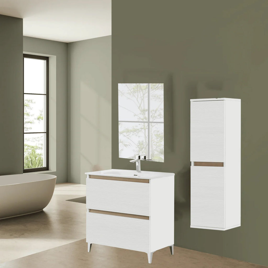 900271 - Mobile bagno a terra 81 cm con lavabo e specchio Collezione Revival Cubi&co