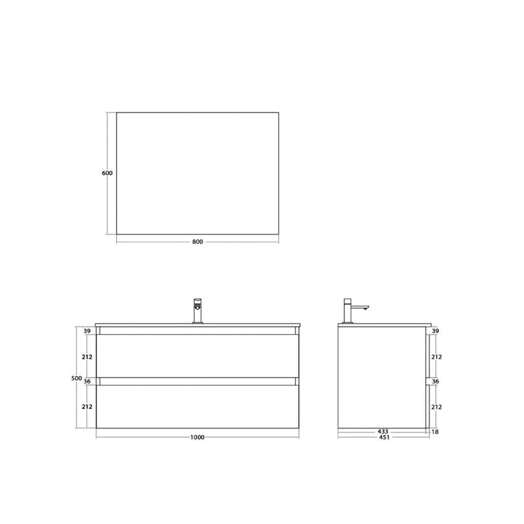 900213 - Mobile bagno sospeso 80 cm con lavabo e specchio - Collezione Revital Cubi&Co